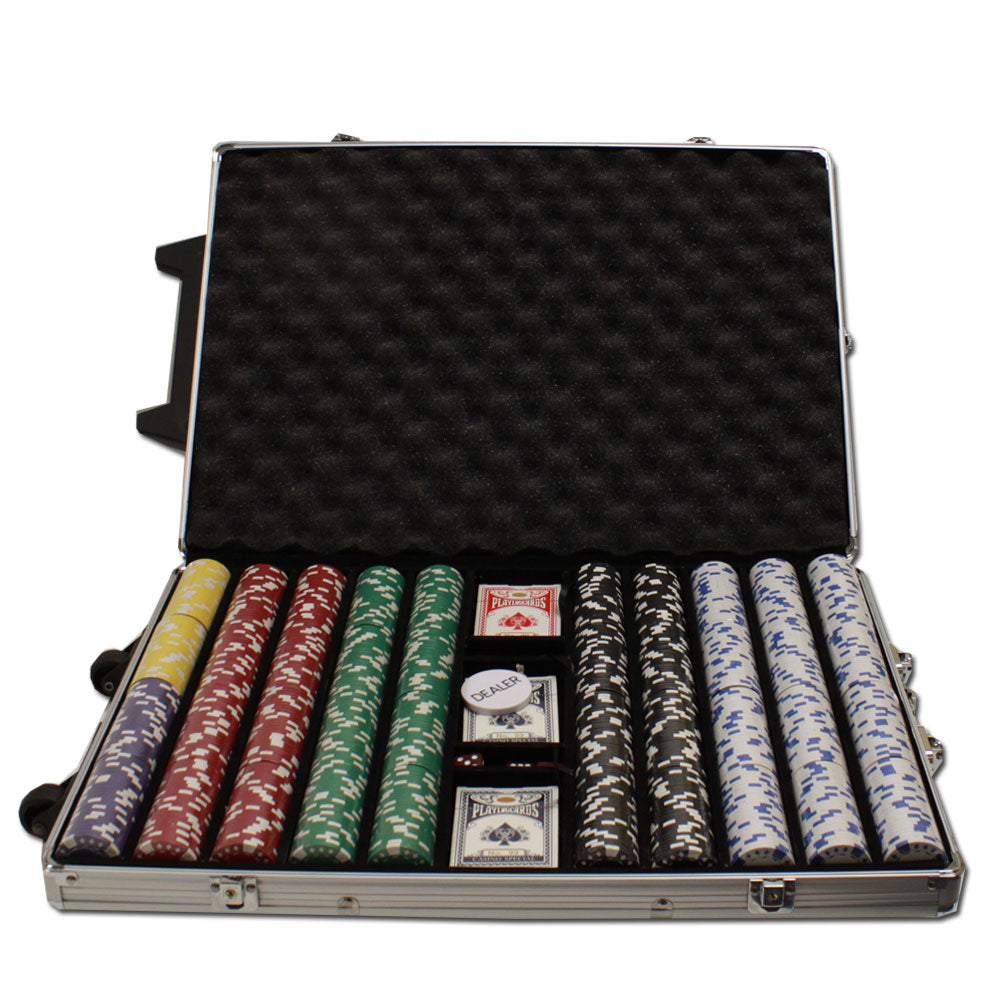 1000 Diamond Suited Poker Chips with Rolling Aluminum Case