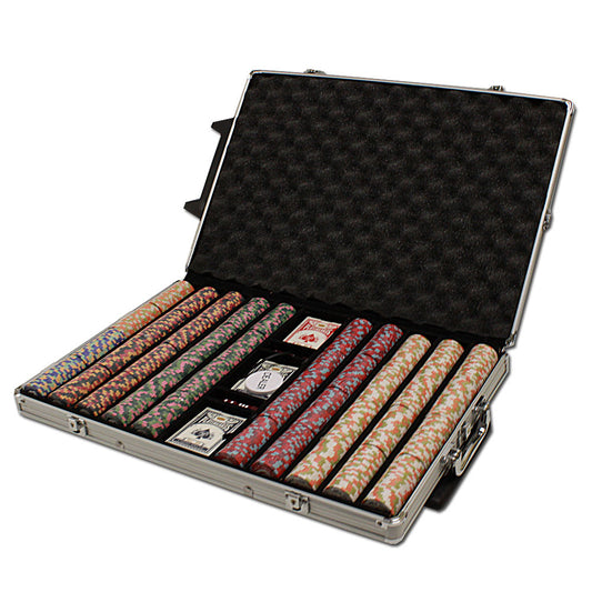 1000 Nile Club Poker Chips with Rolling Aluminum Case