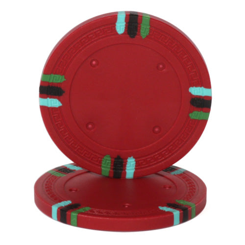 Red Blank 12 Stripe Poker Chips