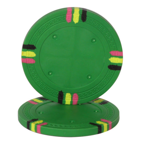 Green Blank 12 Stripe Poker Chips