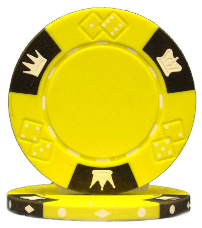 Yellow Crown and Dice Poker Chips