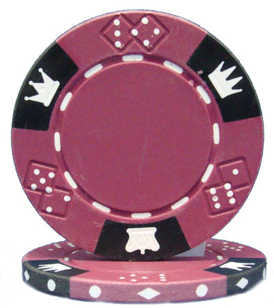 Purple Crown and Dice Poker Chips