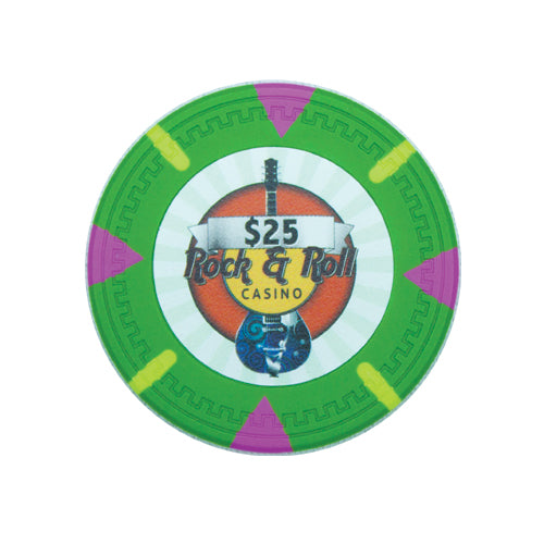 Green Rock & Roll Poker Chip - $25