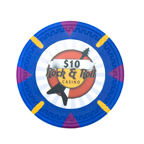 Dark Blue Rock & Roll Poker Chip - $10