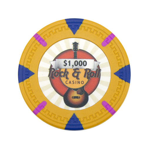 Yellow Rock & Roll Poker Chip - $1,000