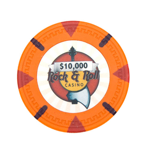 Orange Rock & Roll Poker Chip - $10,000