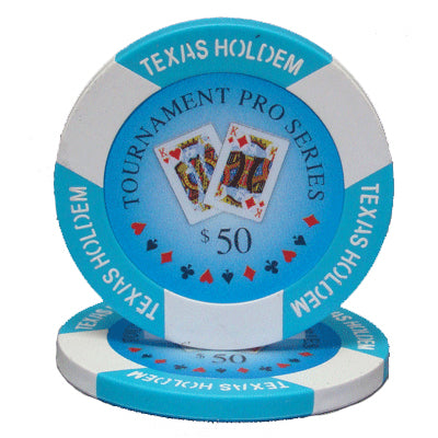 Light Blue Tournament Pro Poker Chips - $50
