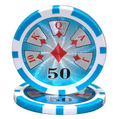 Light Blue Hi Roller Poker Chips - $50
