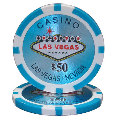 Light Blue Las Vegas Poker Chips - $50