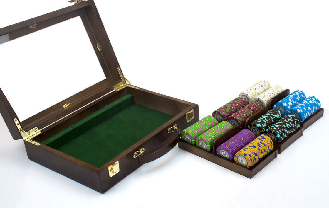 300 Mint Poker Chips with Walnut Case