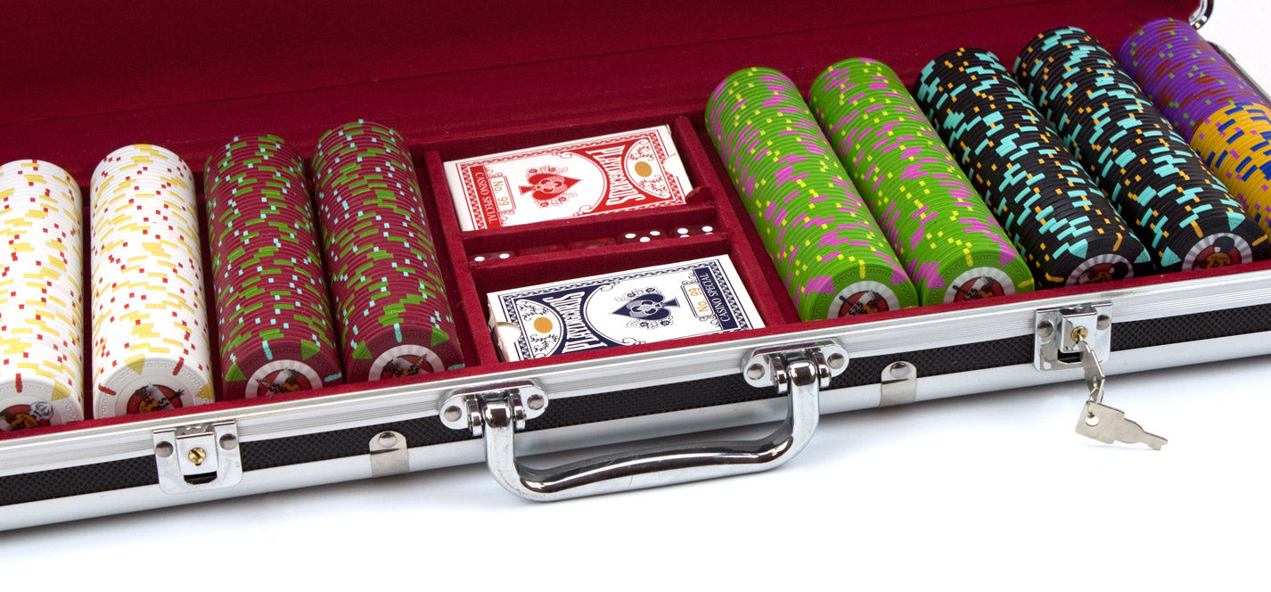 500 Rock & Roll Poker Chips with Black Aluminum Case