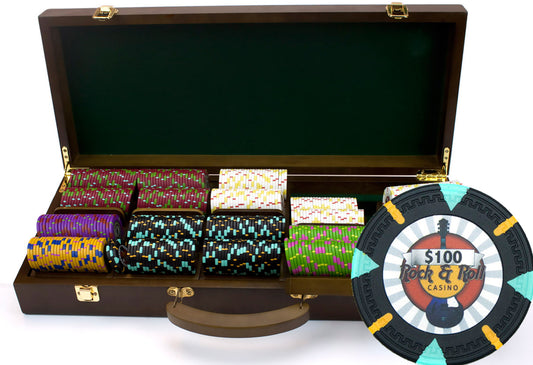 500 Rock & Roll Poker Chips with Walnut Case