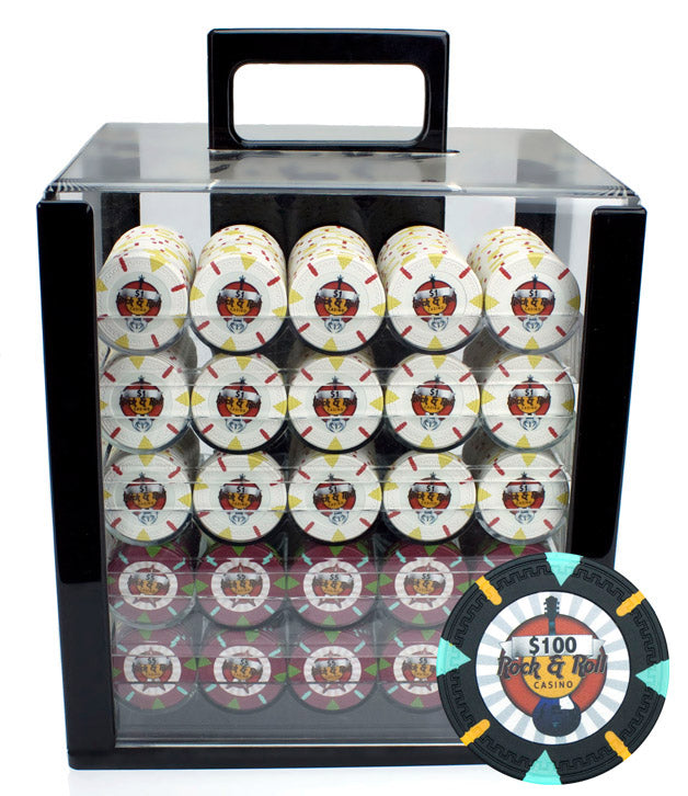 1000 Rock & Roll Poker Chips with Acrylic Carrier