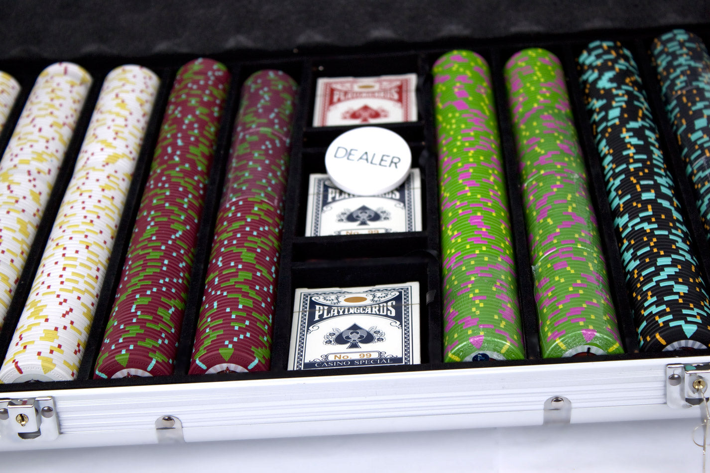 1000 Rock & Roll Poker Chips with Rolling Aluminum Case