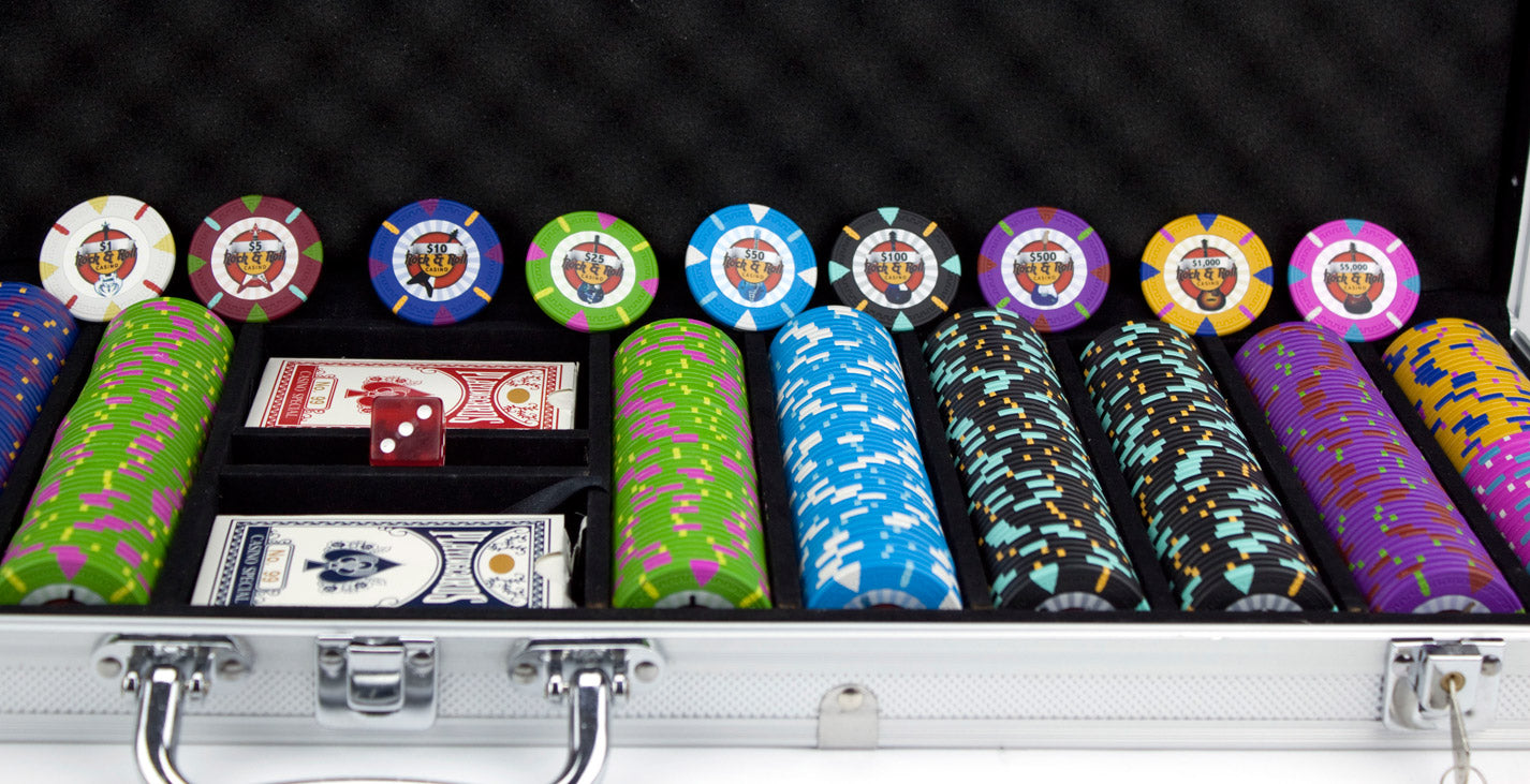 1000 Rock & Roll Poker Chips with Aluminum Case