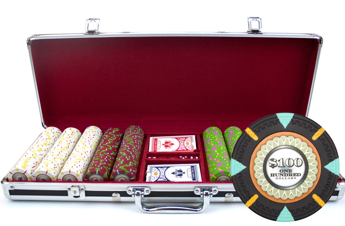 500 Mint Poker Chips with Black Aluminum Case
