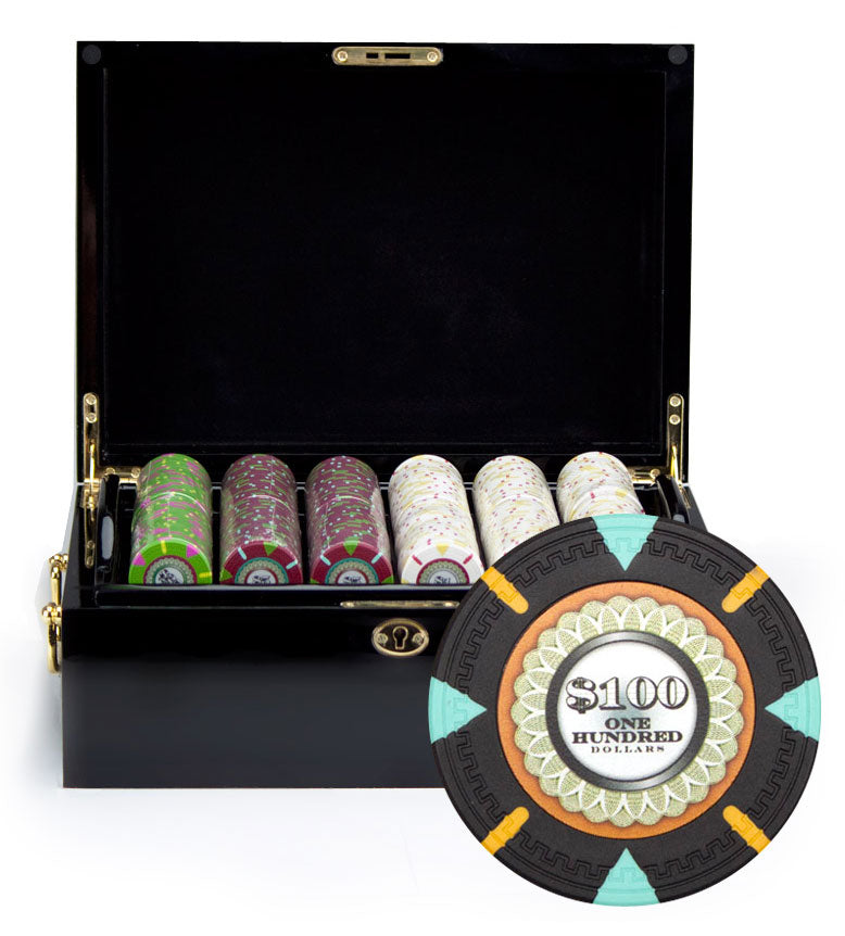 500 Mint Poker Chips with Mahogany Case