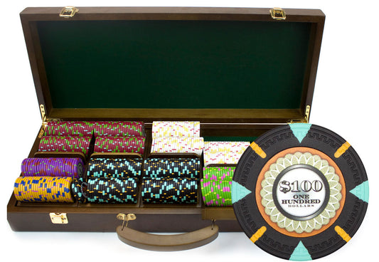 500 Mint Poker Chips with Walnut Case