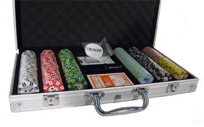 300 Two Stripe Twist Poker Chips with Aluminum Case