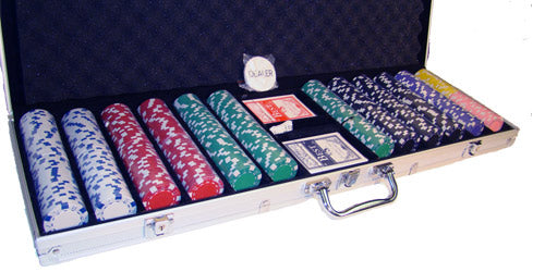 600 Striped Dice Poker Chips with Aluminum Case