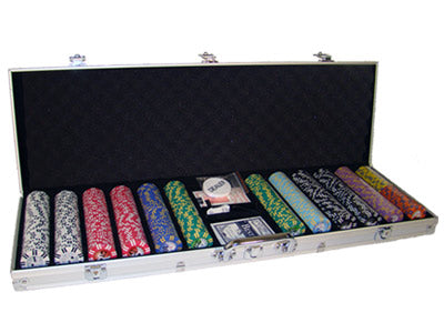 600 Two Stripe Twist Poker Chips with Aluminum Case