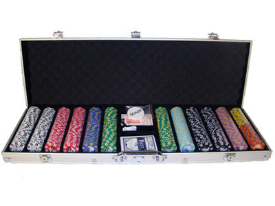 600 Two Stripe Twist Poker Chips with Aluminum Case
