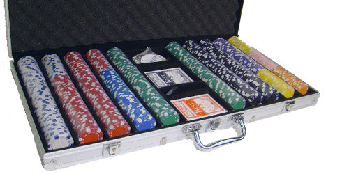 750 Striped Dice Poker Chips with Aluminum Case