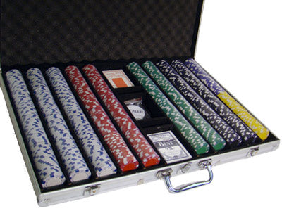 1000 Striped Dice Poker Chips with Aluminum Case