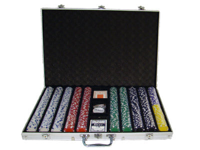 1000 Striped Dice Poker Chips with Aluminum Case