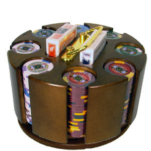 200 Kings Casino Poker Chips with Wooden Carousel