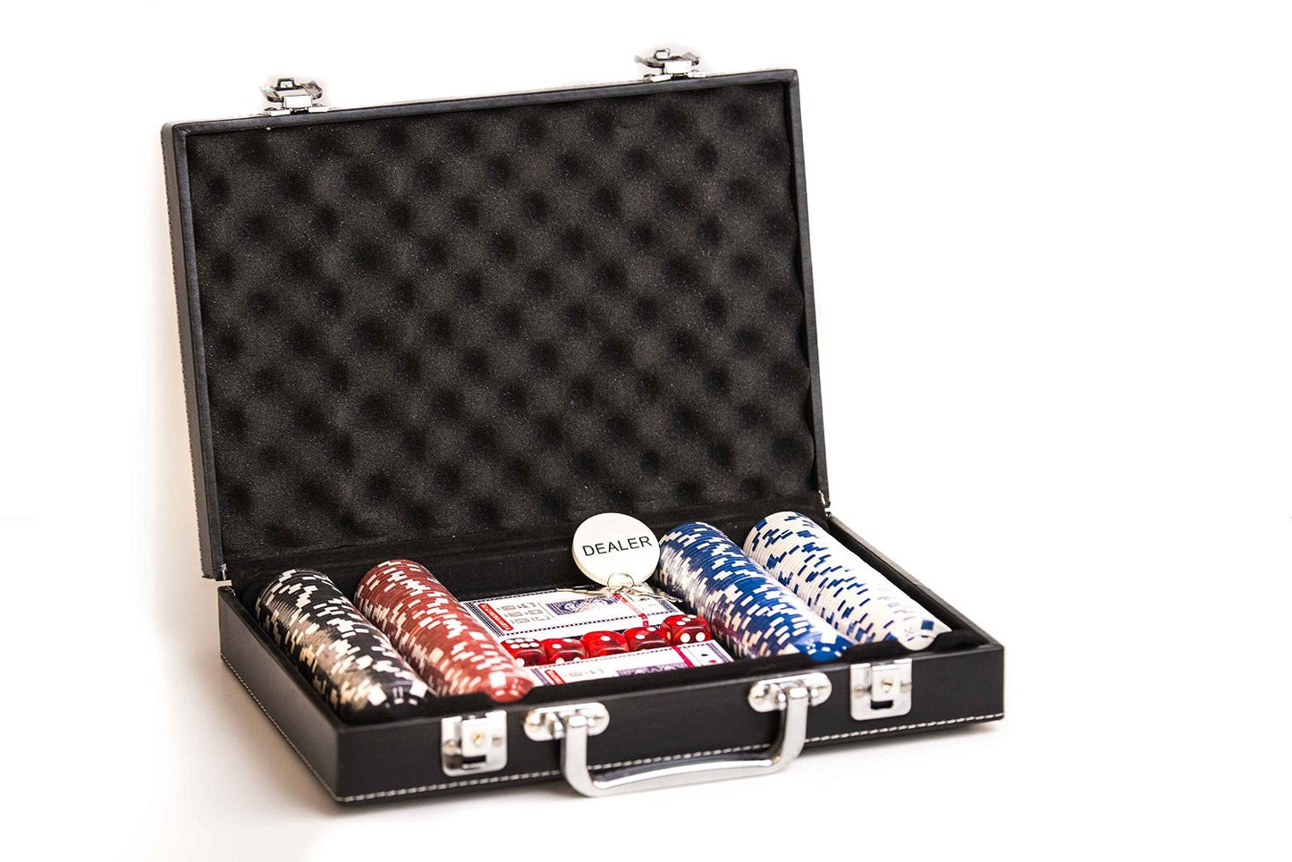 200 Striped Dice Poker Chips with Leatherette Case