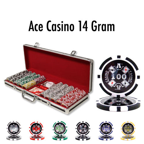 500 Ace Casino Poker Chips with Black Aluminum Case