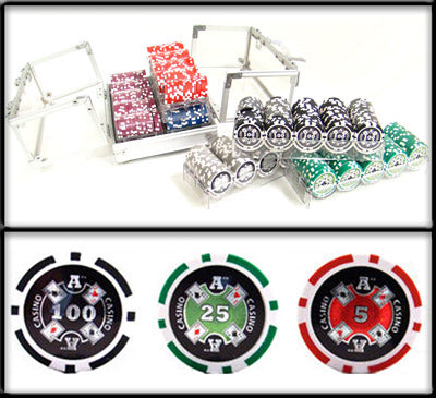 600 Ace Casino Poker Chips with Acrylic Carrier