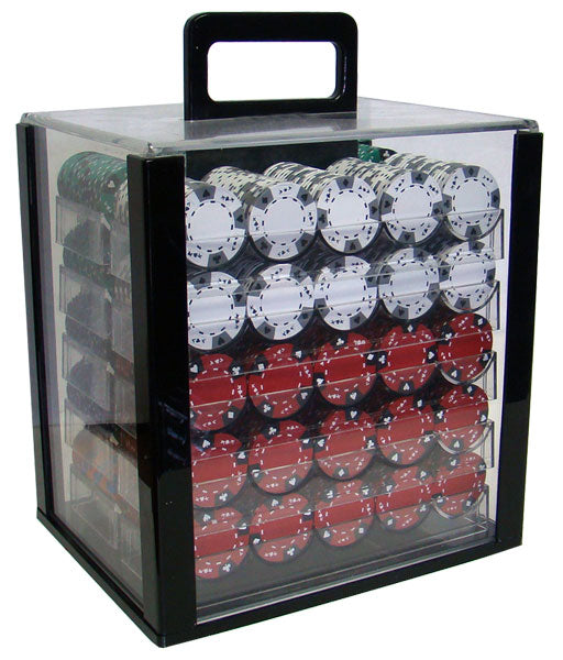1000 Ace King Suited Poker Chips with Acrylic Carrier