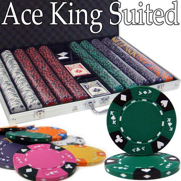 1000 Ace King Suited Poker Chips with Aluminum Case