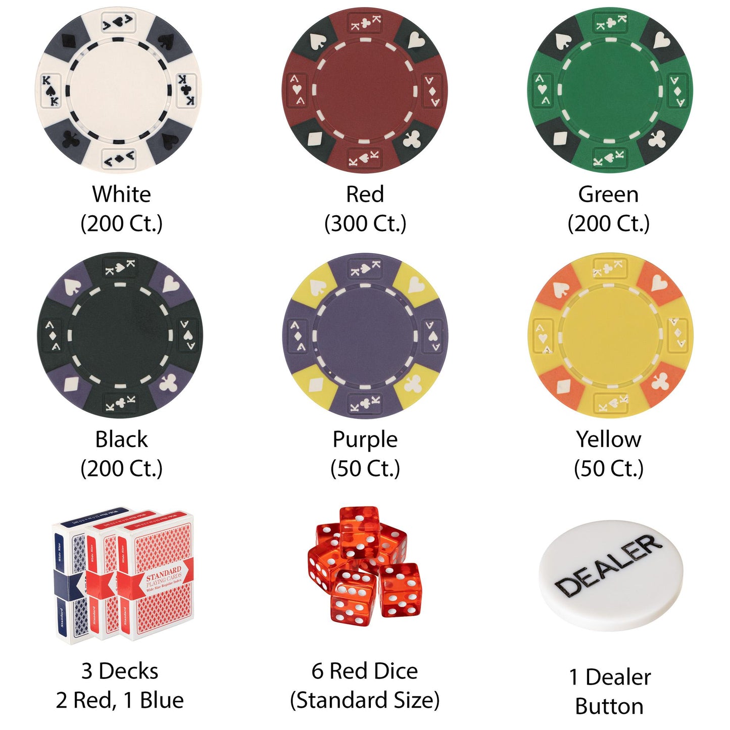 1000 Ace King Suited Poker Chips with Aluminum Case