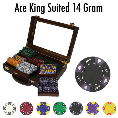 300 Ace King Suited Poker Chips with Walnut Case