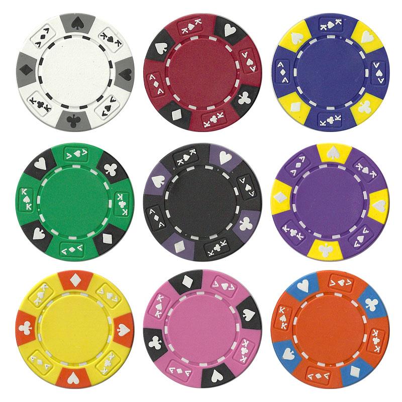 500 Ace King Suited Poker Chips with Black Aluminum Case