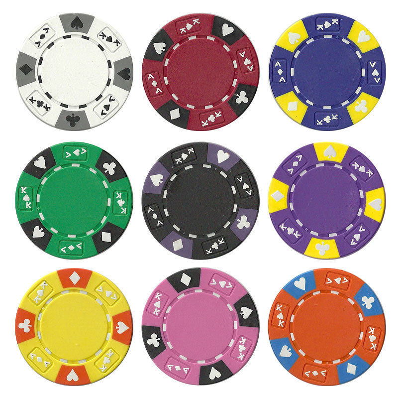 500 Ace King Suited Poker Chips with Walnut Case