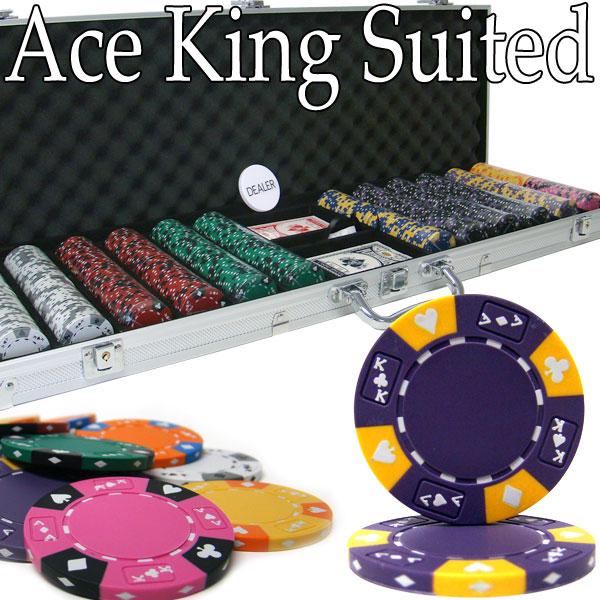 600 Ace King Suited Poker Chips with Aluminum Case