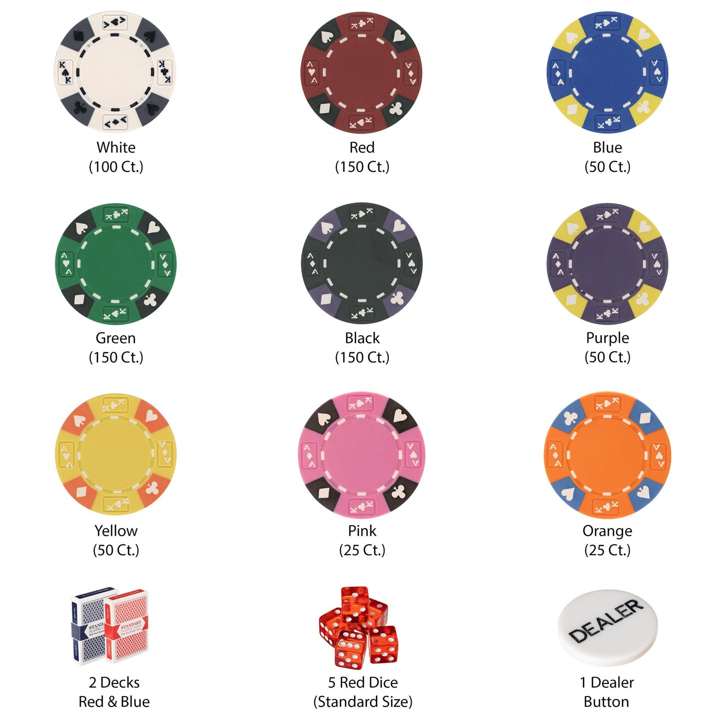 750 Ace King Suited Poker Chips with Aluminum Case