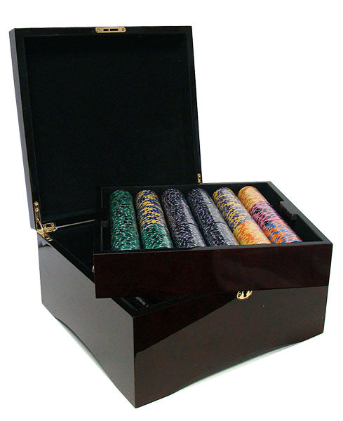 750 Ace King Suited Poker Chips with Mahogany Case