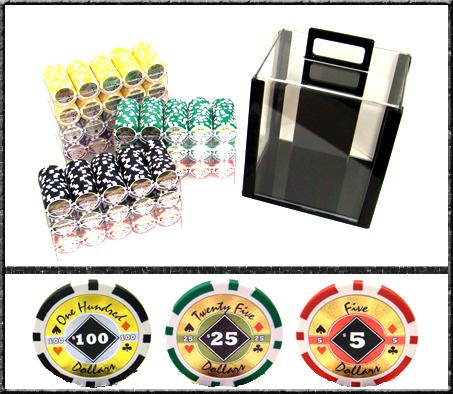 1000 Black Diamond Poker Chips with Acrylic Carrier