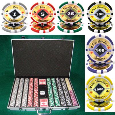 1000 Black Diamond Poker Chips with Aluminum Case