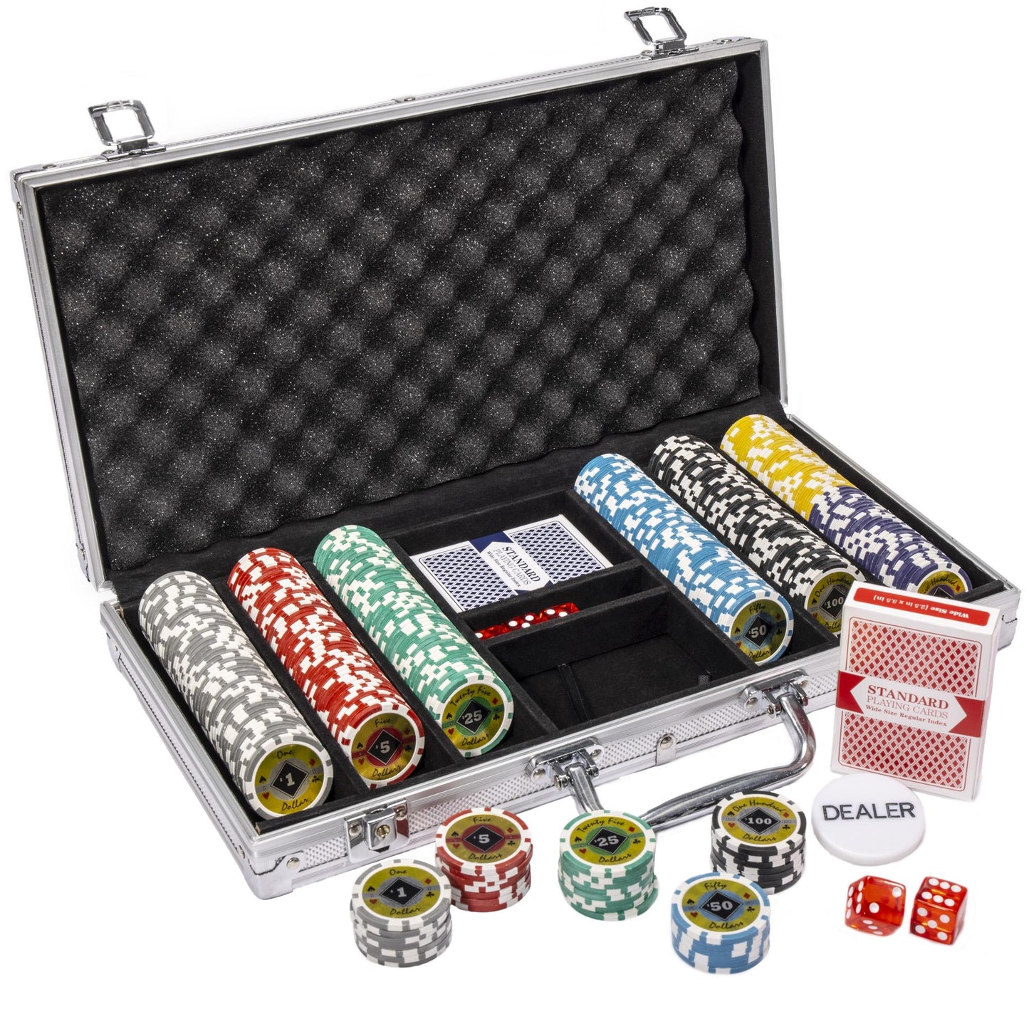 300 Black Diamond Poker Chips with Aluminum Case