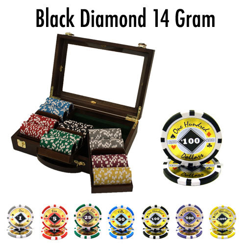 300 Black Diamond Poker Chips with Walnut Case
