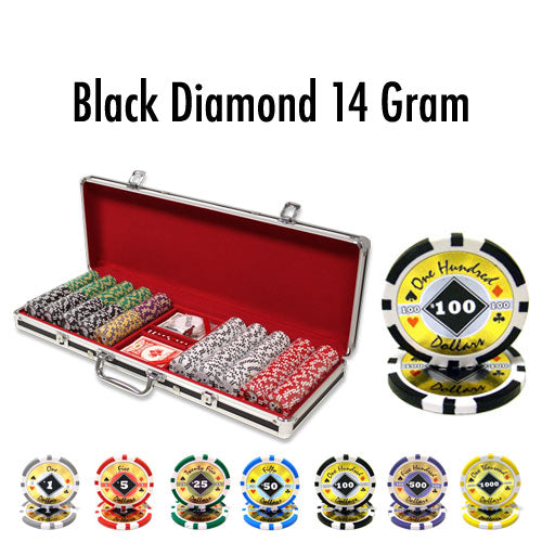 500 Black Diamond Poker Chips with Black Aluminum Case