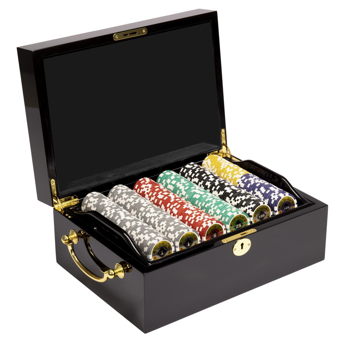 500 Black Diamond Poker Chips with Mahogany Case