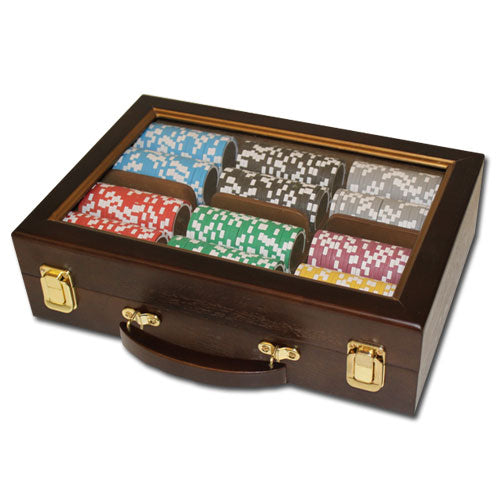 300 Ben Franklin Poker Chips with Walnut Case