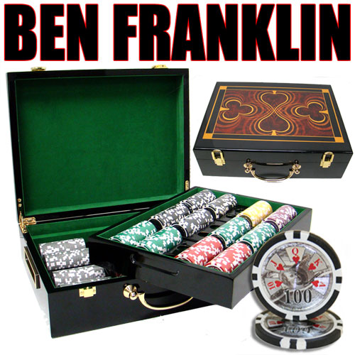 500 Ben Franklin Poker Chips with Hi Gloss Case